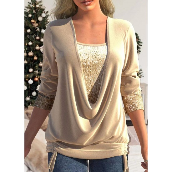  50% RABATT JETZT!  Pailletten Fake-Zweiteiler-Top - Elastisches Glitzerstoff-Design mit Raffung für festliche Anlsse 