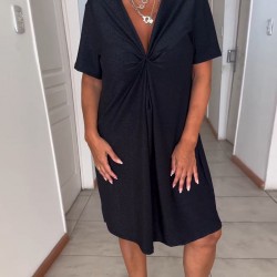 2024 HOT SALEV-Ausschnitt Twist-Kleid mit kurzen rmeln