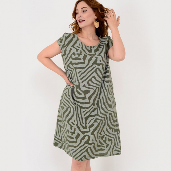 Lssiges Boho-Vintage-Kleid mit Print