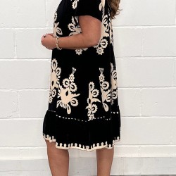 Muttertag Hot Sale - Vintage Druck Rundhals Kleid