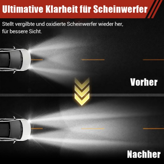   Autoscheinwerfer-Reparaturset – Professionelle Politur mit Schwamm und Versiegelung, klar und einfach anzuwenden, UV-Schutz