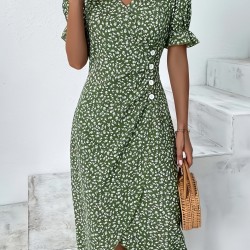 Frühling Vorverkauf 60% RabattDamen Freizeitkleid Wickelkleid Blumenkleid