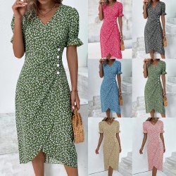 Frühling Vorverkauf 60% RabattDamen Freizeitkleid Wickelkleid Blumenkleid