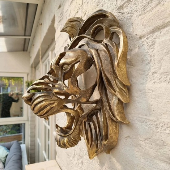 Lion Head Wall Mounted Art Sculpture
