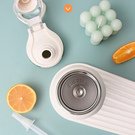 Isolierte Edelstahl-Wasserflasche mit Griff und Strohhalmdeckel