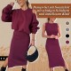Damen-Set mit Sweatshirt mit schrgen Schultern und rmellosem Kleid
