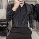 Schmal geschnittenes gestreiftes Langarmhemd für Mnner