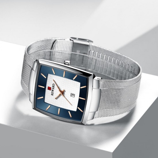 LAST DAY SALE 50% RABATT Ultradünne Herrenuhr mit quadratischem Maschengürtel und Quarz