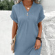 Einfache Feste Farbe V-Ausschnitt mit kurzem rmel für Frauen
