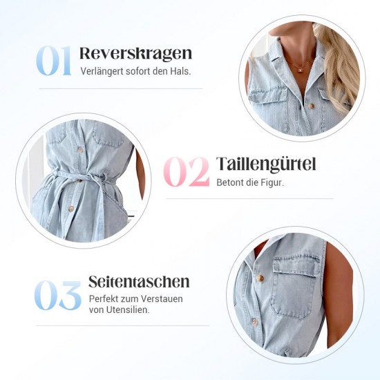 2025 Neu eingetroffen - 50% OFFDamen-Midi-Jeanskleid mit Taillenband