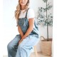 SOMMERANGEBOT - 50% RABATTSüe Damen-Latzhose im Jumpsuit-Stil aus Destroyed Denim mit Knpfen