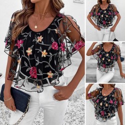 Begrenzte Zeit 50% RabattWas soll ich morgen anziehen?Bedrucktes Mesh-Patchwork-Top für Frauen