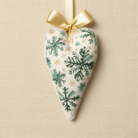 Herzfrmiges Handstickerei-Weihnachtsset