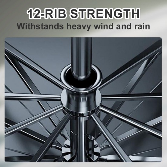 12-Rib Large Foldable Windproof Umbrella