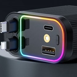 120-W-Autoladegert mit violettem Stern-Ambientelicht und einziehbarem Kabel